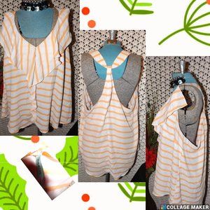 Maurice's Peach Orange and White Stripped Razor Back Top